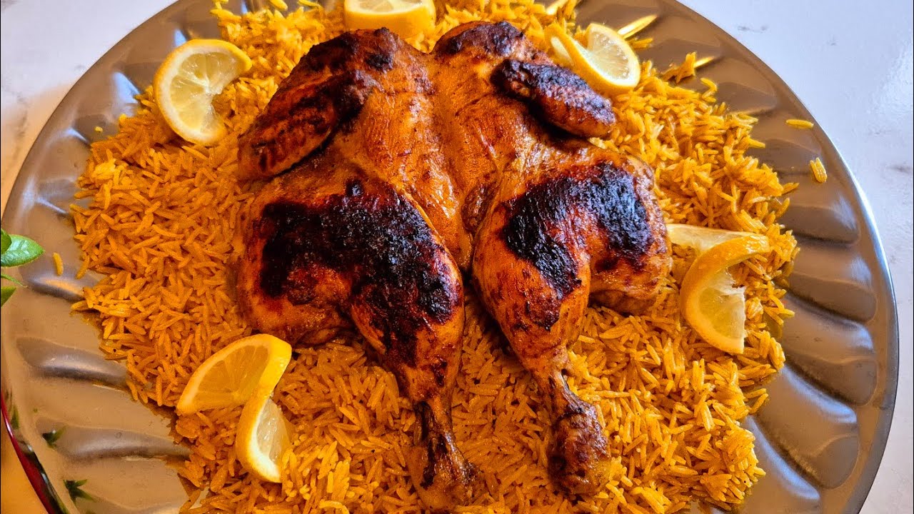 اطيب تتبيلة دجاج مشوي ممكن تدوقوه مع رز بطعم غير شكل 