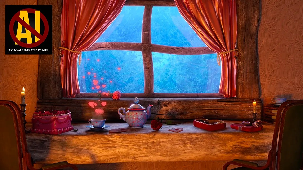 Sweet Valentine's Piano Music & Crackling Fire Ambience