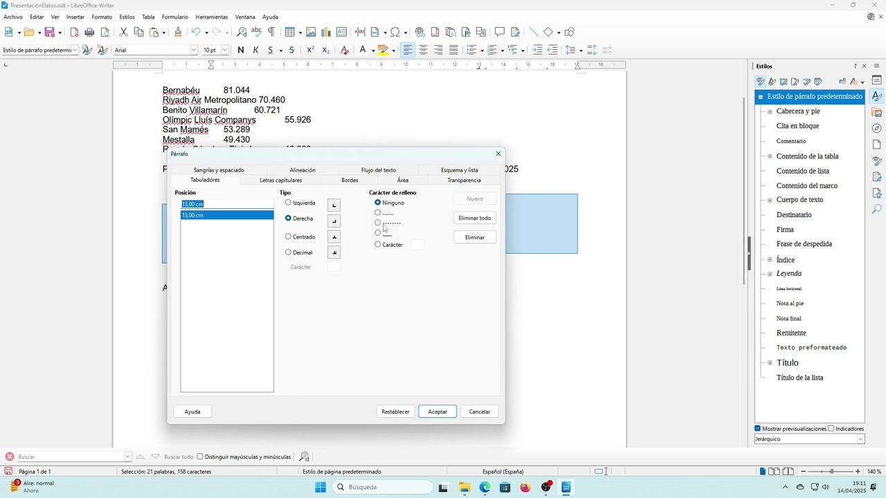 Tutorial - 008 LibreOffice Writer - Tabulaciones