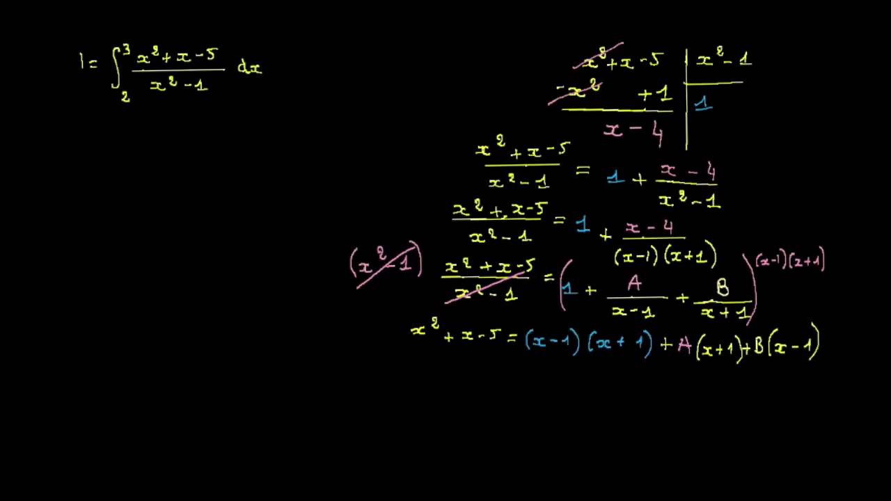 Décomposer une fraction rationnelle en éléments simples pour calculer une intégrale - exemple 1