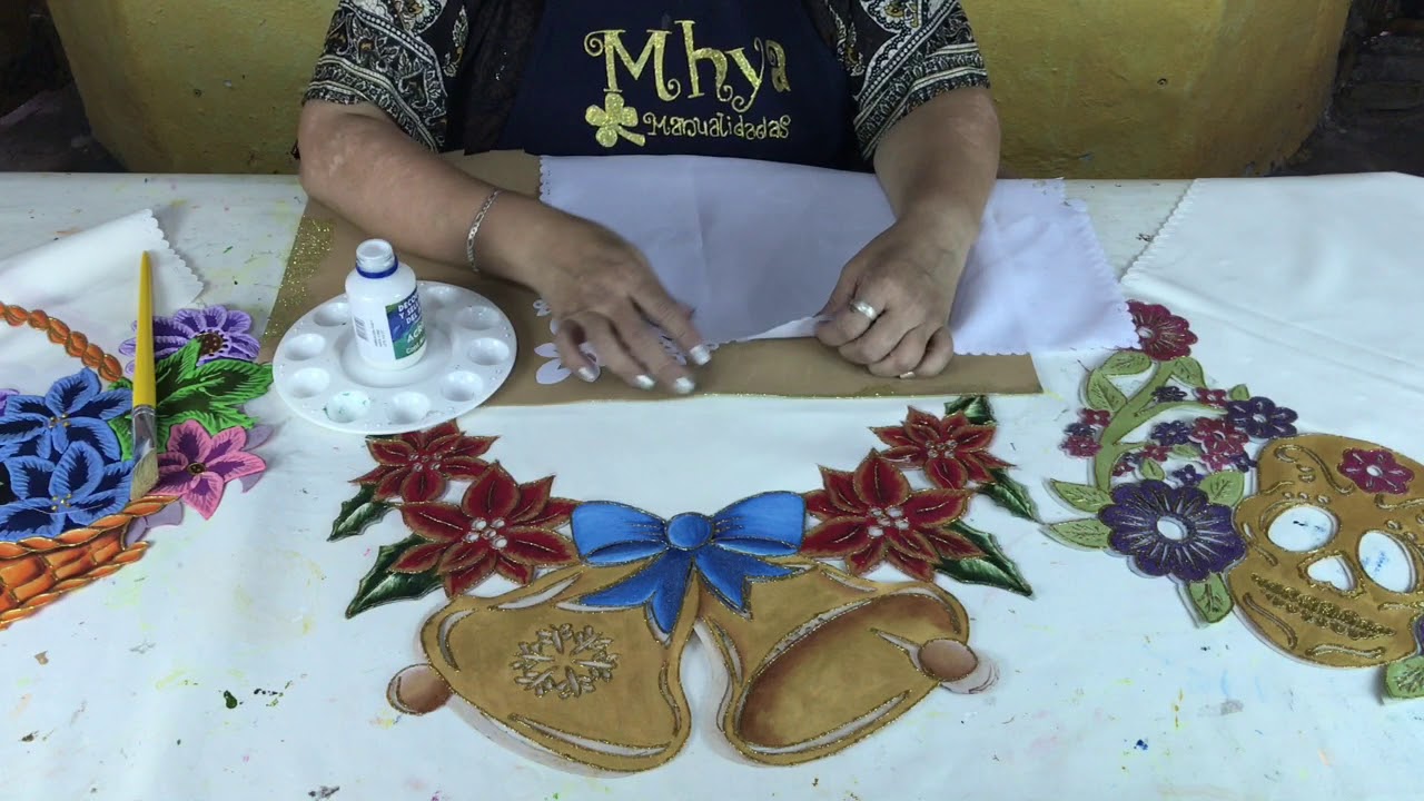 Para que sirve la termolina? uso #2// pintura en tela // como pintar un camino de mesa navideño 1/3