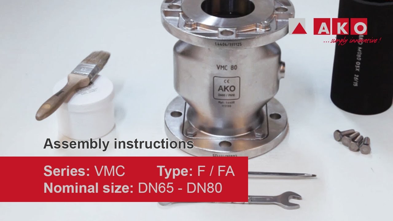 Hose replacement: AKO pinch valve (pneumatic), VMC series, type F-FA, DN65 and DN80