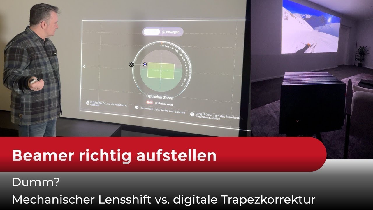 Dumm? Beamer richtig aufstellen: Mechanischer Lensshift vs. digitale Trapezkorrektur erklärt