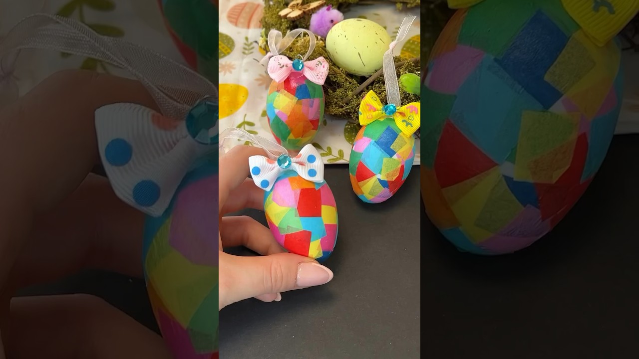 &OElig;ufs de P&acirc;ques &agrave; suspendre 🪺🐣 #activitemanuelle #craftideas #p&acirc;ques