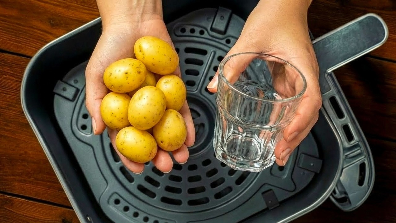 Мой друг показал мне этот трюк со стеклом! Картофель, приготовленный в аэрогриле, получается идеа...