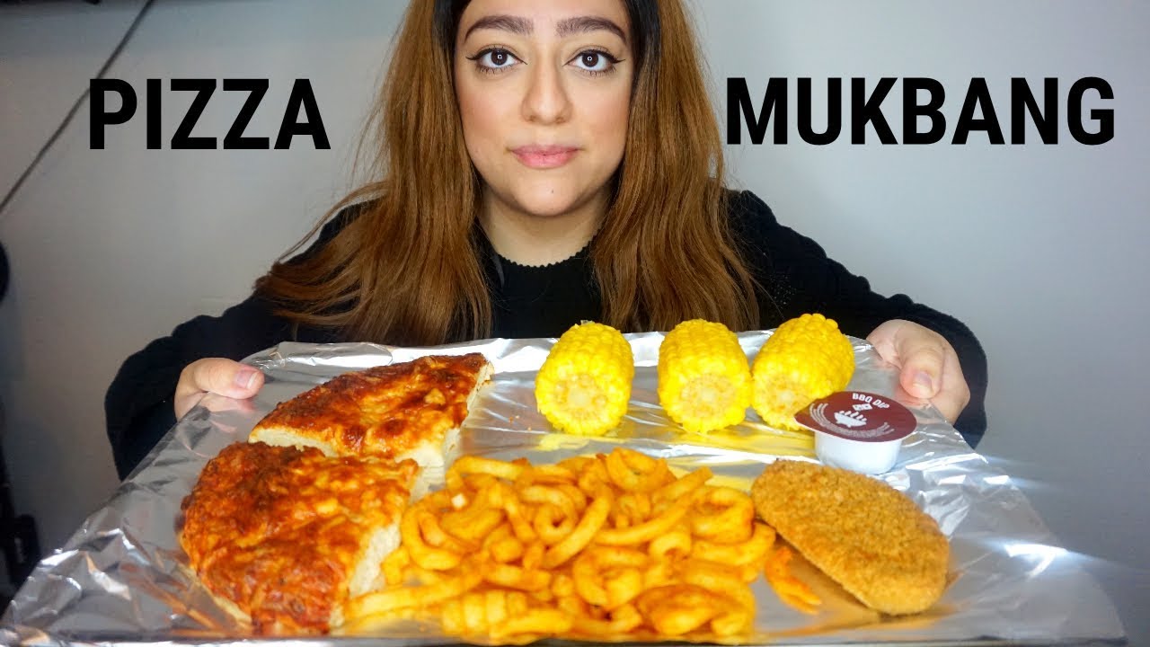 PIZZA | CURLY FRIES | SPICY CHICKEN STEAK | CORN ON THE COB MUKBANG