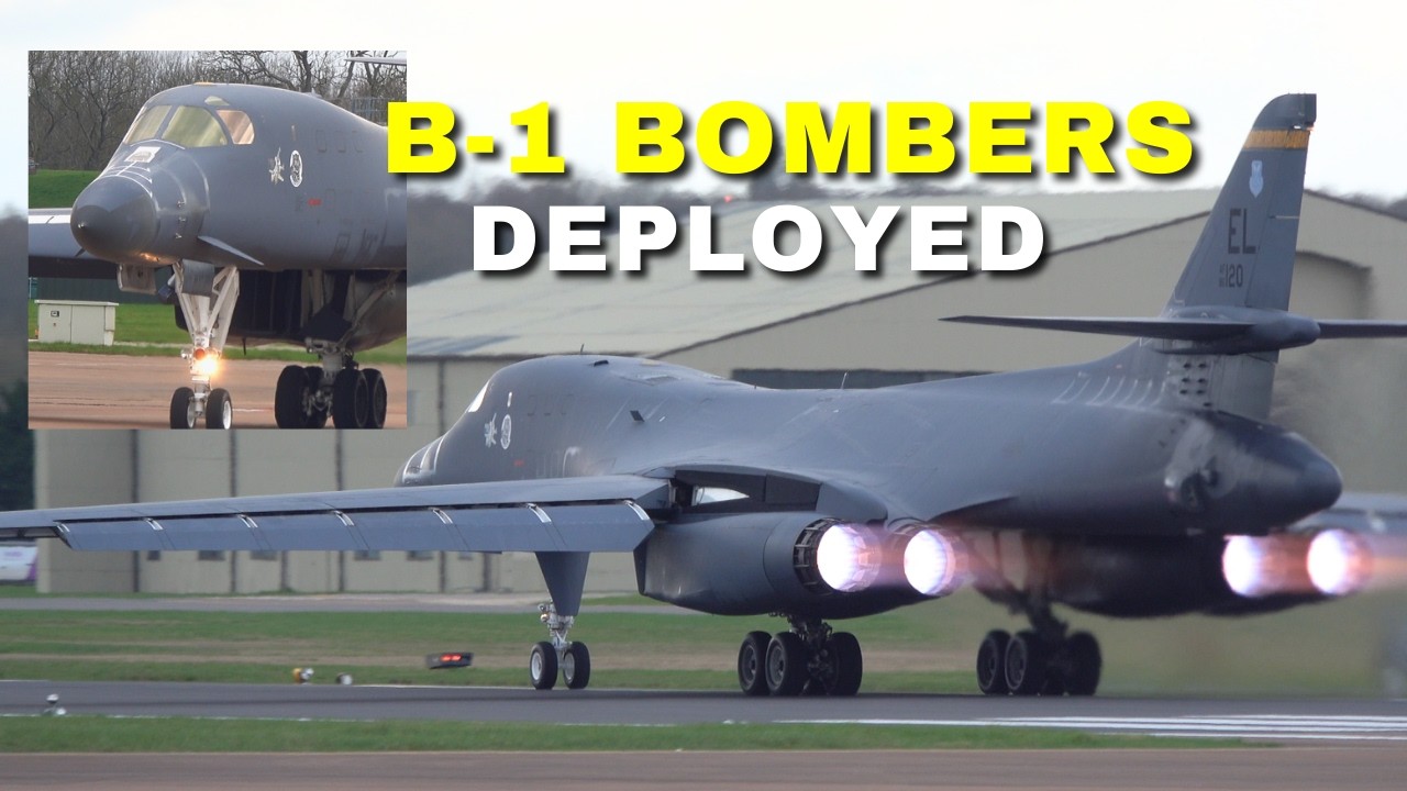 B-1B Bombers Full Afterburner Takeoff – RAF Fairford [4K]