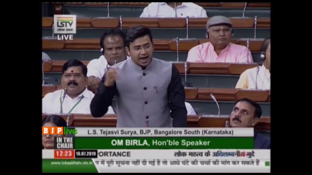 Shri L.S. Tejasvi Surya raising 'Matters of Urgent Public Importance' in Lok Sabha