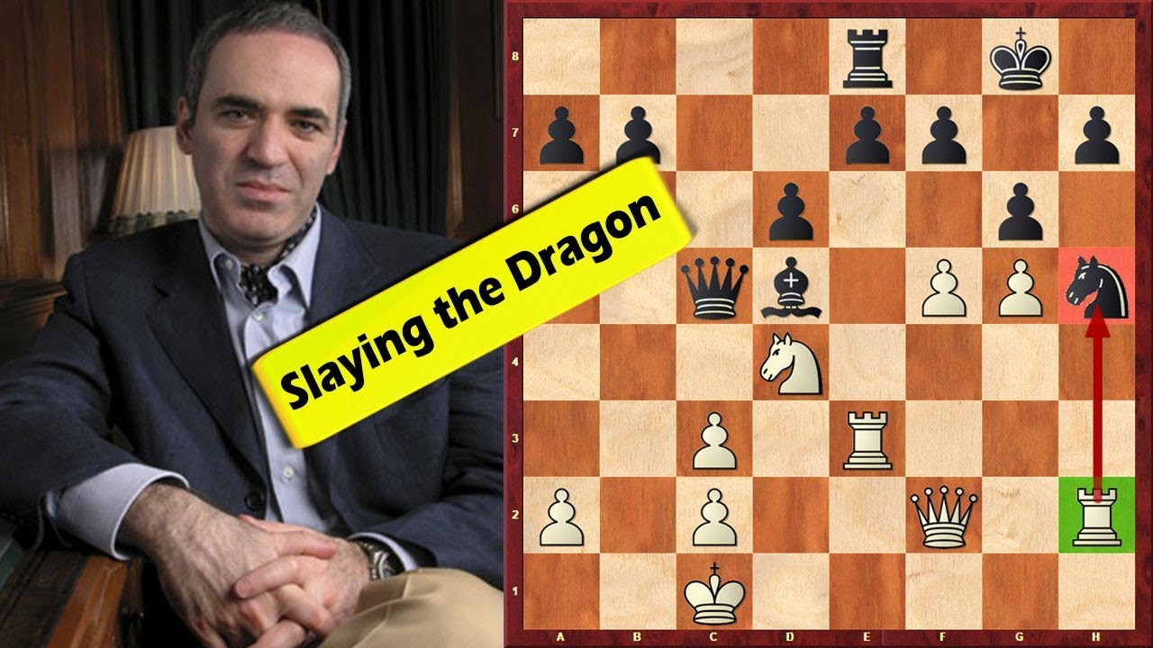 Kasparov Slays The Sicilian Dragon! 3 Rook Sacrifices In One Game