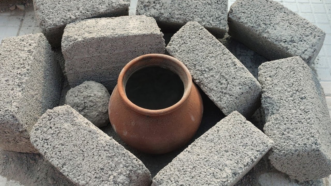 ASMR New Fresh Concrete Gritty Sand ⬜ Big Square Chunks Crumbling | Dry Floor + Water Pouring 💦