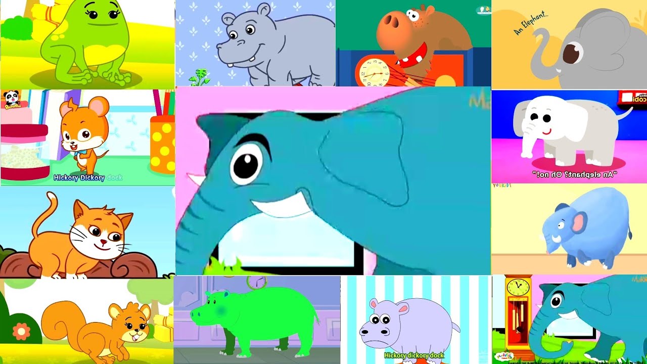 🎶 Док Хикори-Дикори ⏰ Слон и другие забавные животные 🎶 | Визуальные трюки
