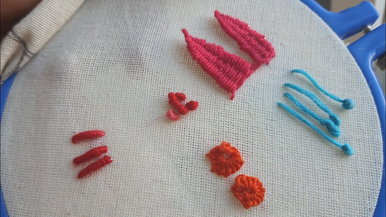 5 puntadas FÁCILES en relieve con volumen bordadas a mano /bordado alto relieve /HAND EMBROIDERY.