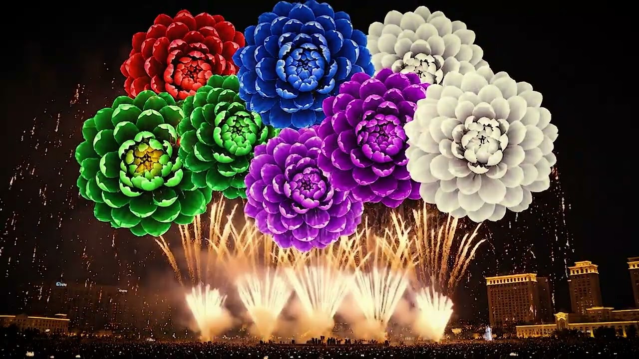 4K Amazing Fireworks Show with Sound Holiday Mood! Relaxation Time!