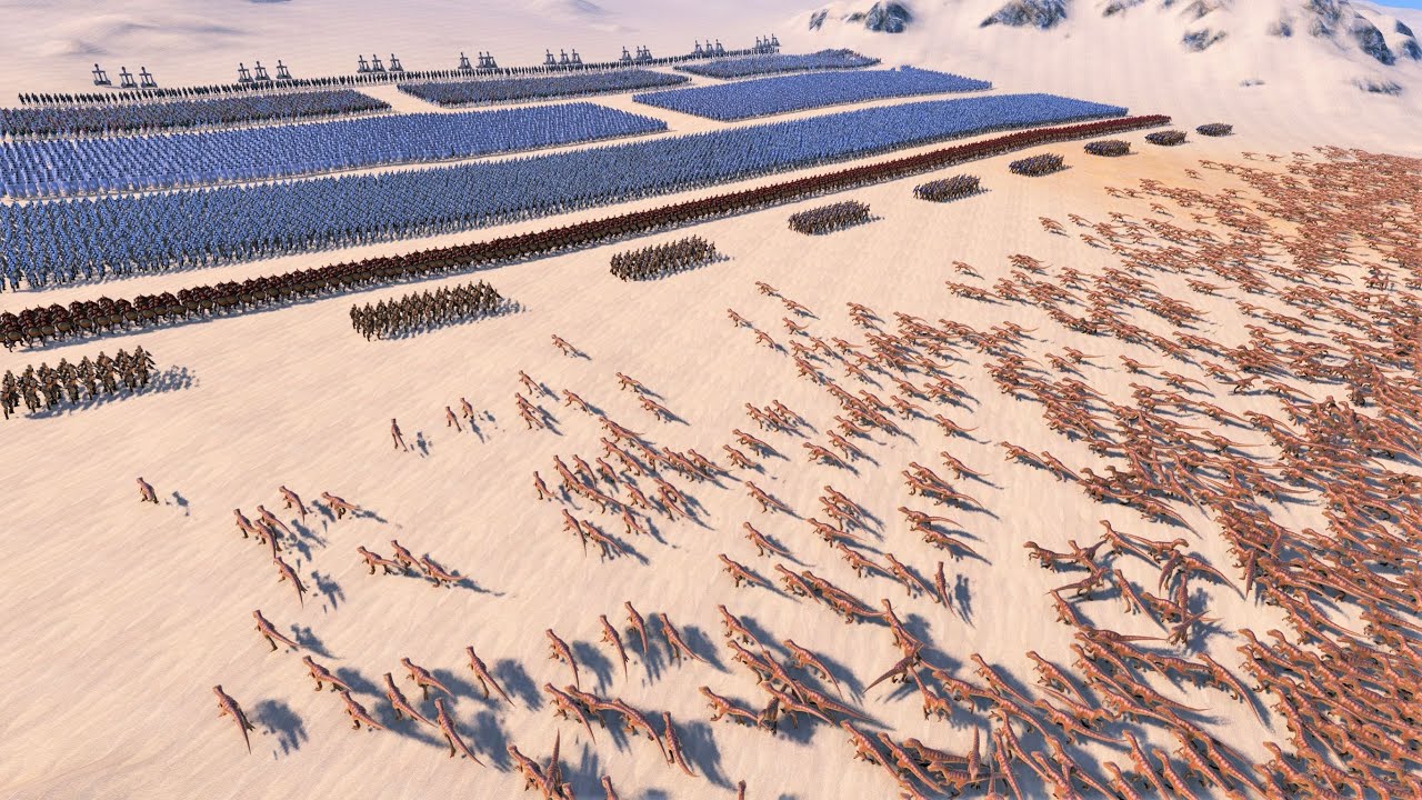 Golden Knights, Spartans and Medieval Army VS Velociraptors - Ultimate Epic Battle Simulator