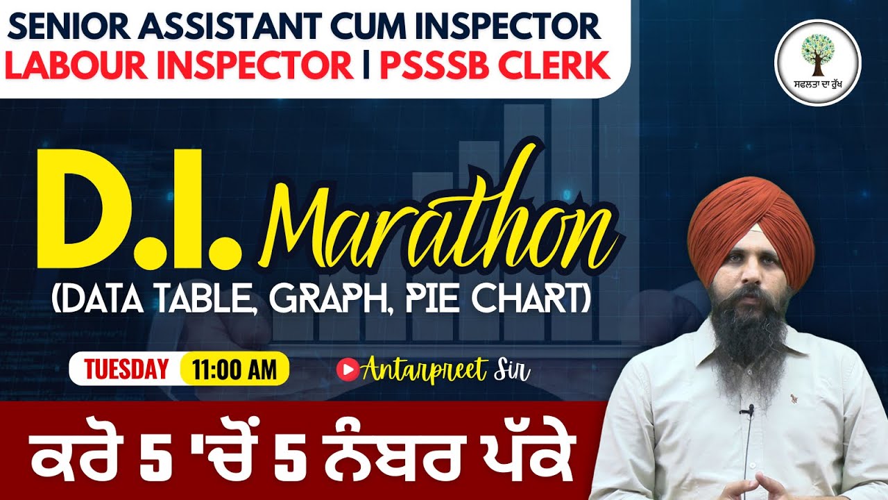 D.I. Marathon (Data Table, Graph, Pie Chart) | PSSSB Clerk & Senior Assistant 2024 | Antarpreet Sir