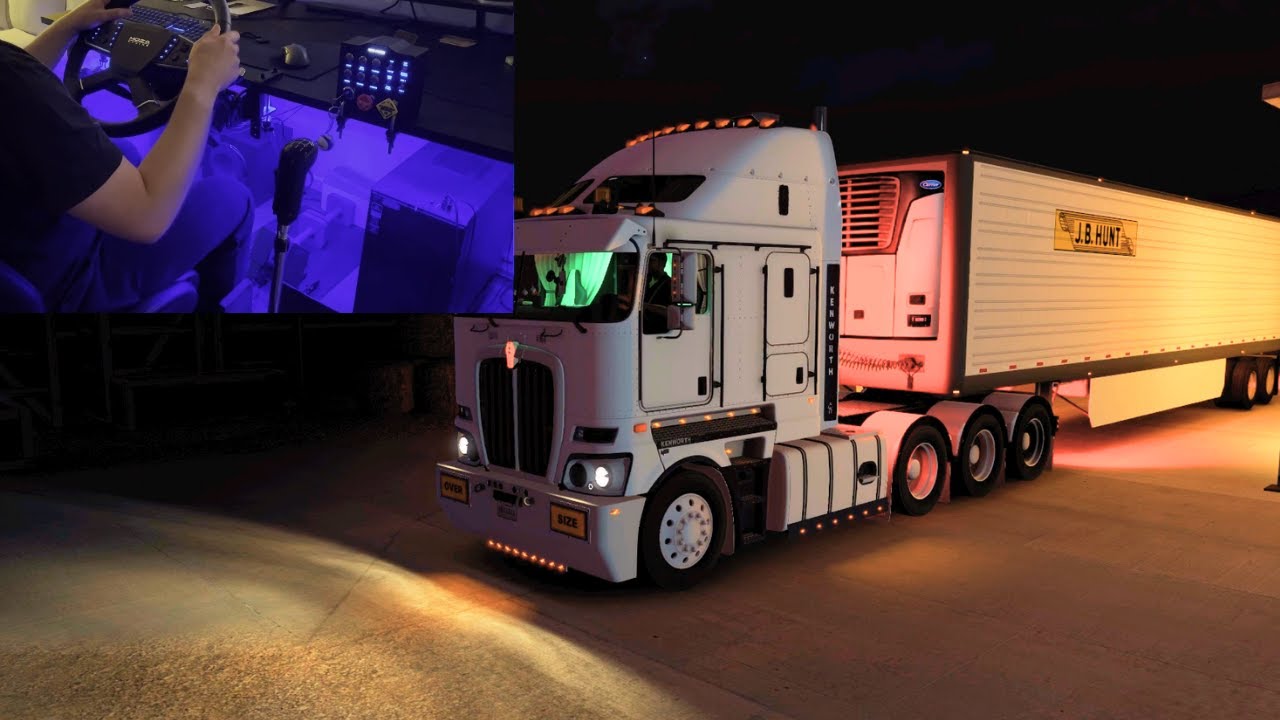 Kenworth Night Drive in The US - ATS2 - Gameplay With Full Size Steering Wheel