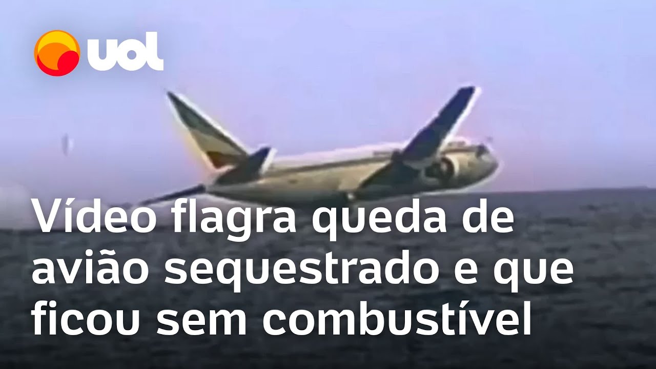 V&iacute;deo mostra queda de avi&atilde;o sequestrado que ficou sem combust&iacute;vel e caiu no mar; caso &eacute; de 1996