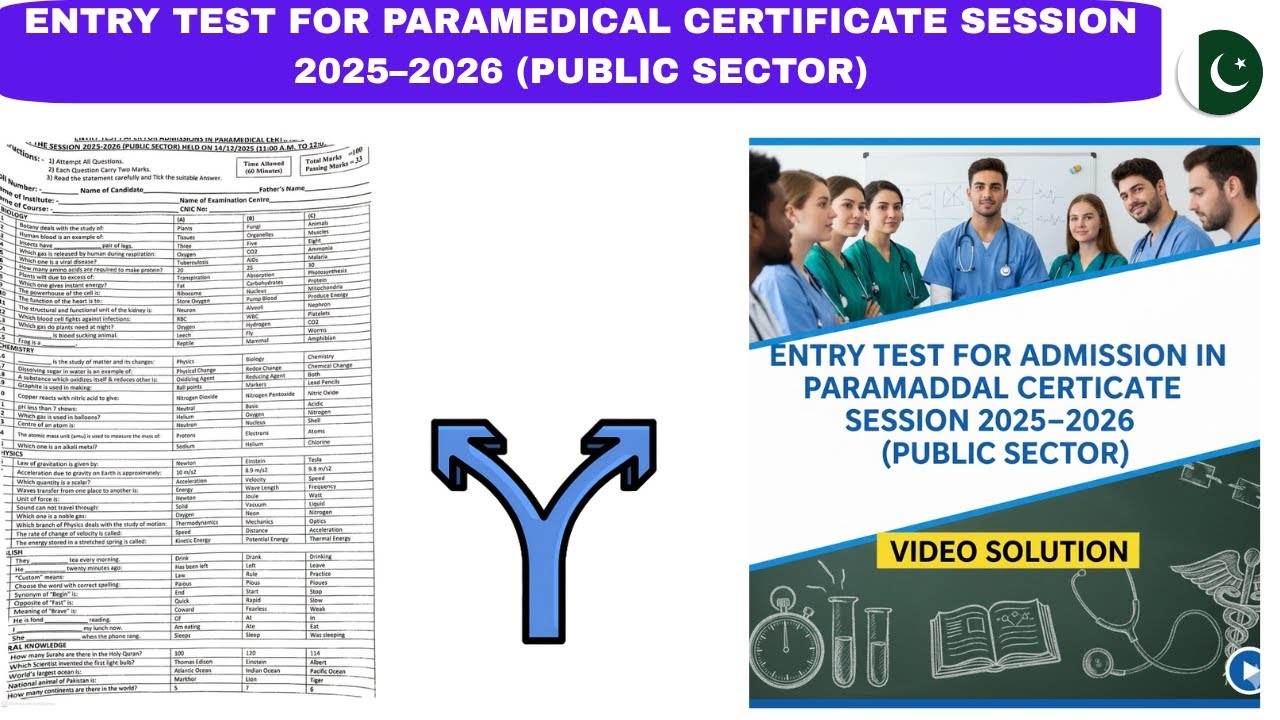 Sindh (Public Sector) Medical Faculty Paramedical Courses | Paper held on 14 December 2025.