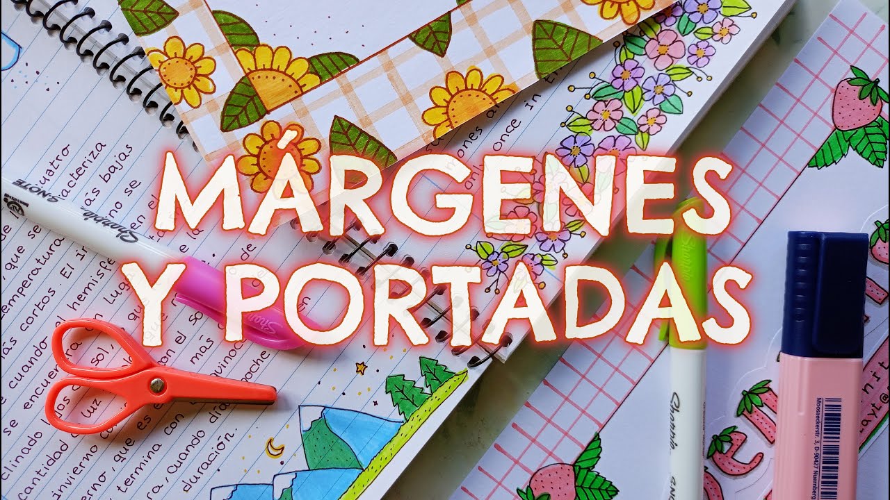 MÁRGENES para PORTADAS de CUADERNO y APUNTES 💘 Con dibujos de primavera, verano, otoño e invierno