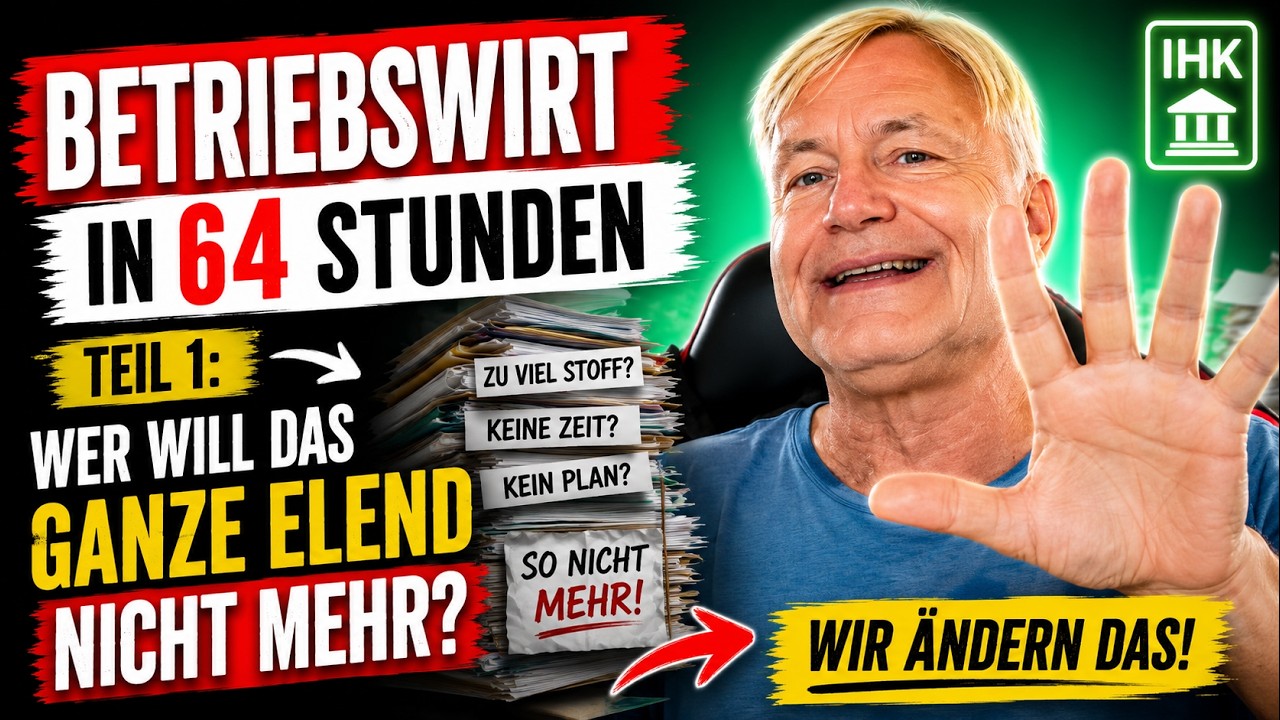 Betriebswirt in 64 Stunden, Teil 1: Wer will das ganze Elend nicht mehr?