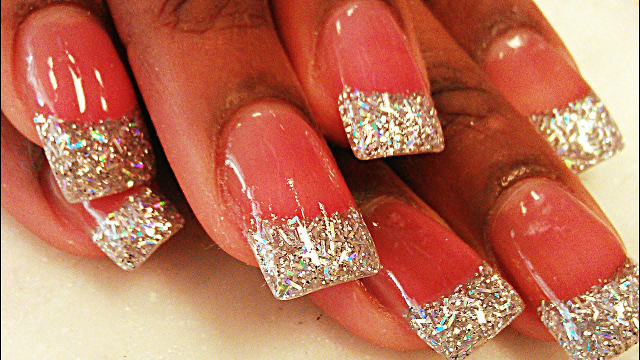 HOW TO SILVER GLITTER ACRYLIC NAILS