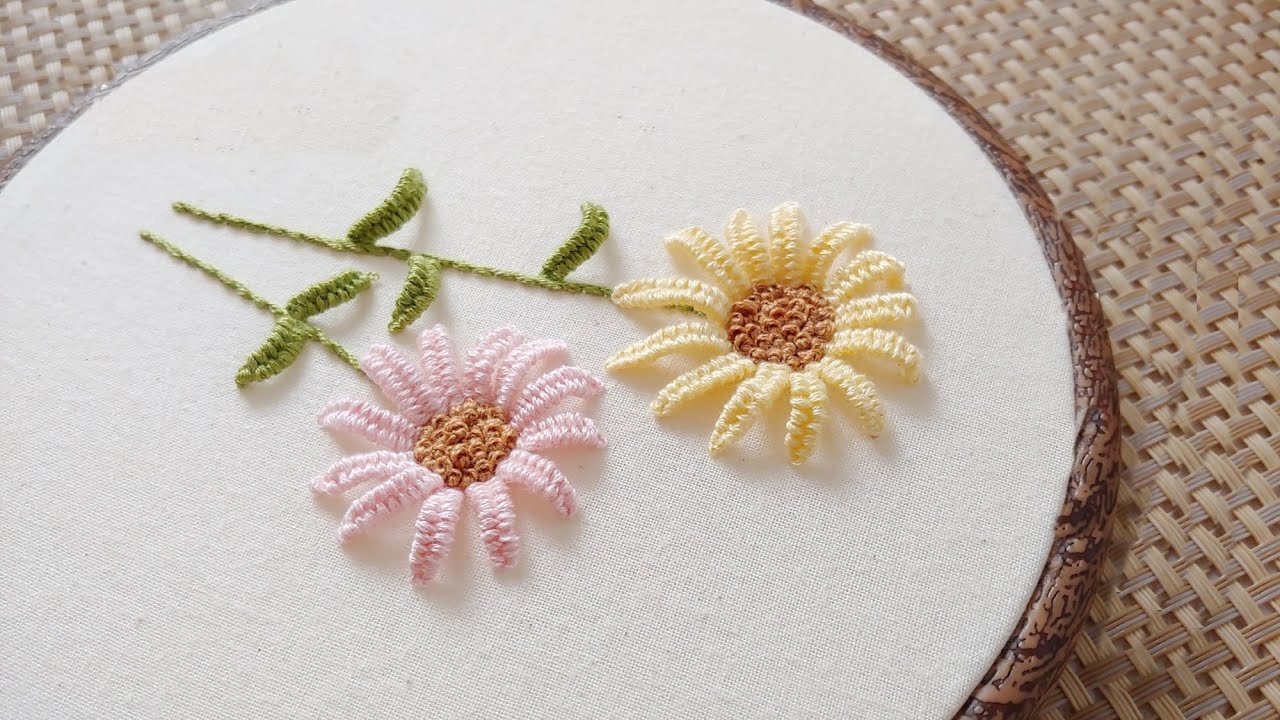 [프랑스 자수] 데이지 자수 Daisy Embroidery/입체자수/도안제공free pattern/embroidery for beginners