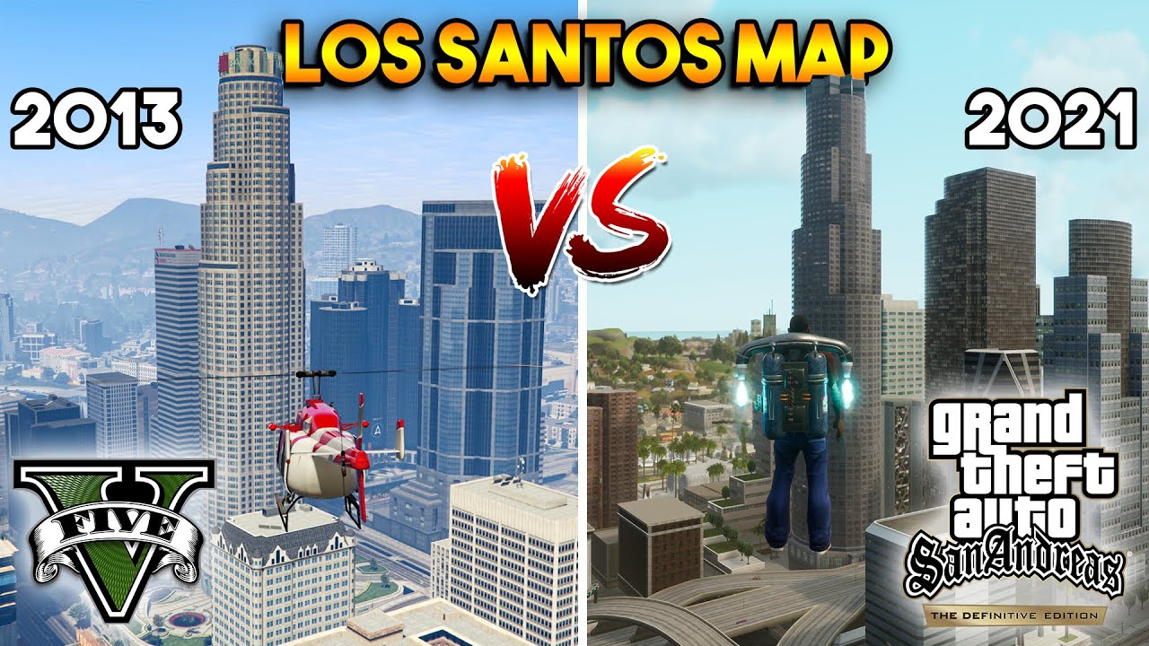 GTA 5 VS GTA SAN ANDREAS DEFINITIVE EDITION : LOS SANTOS MAP PLACES