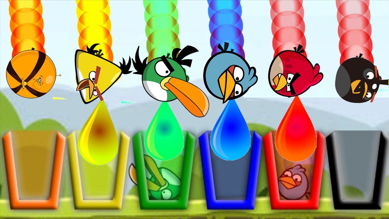 Angry Birds Drink Water 2 - SKILL GAME WALKTHROUGH EVERY BIRDS DRINK COLOR WATER!