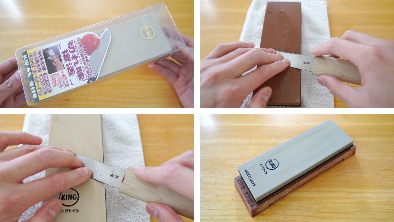 Budget Sharpening Stone King KW-65 🔪 How-To Sharpen Single-Bevel Knife [ASMR]