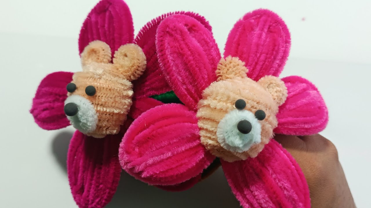 DIY How To Make Pipe Cleaner Beautiful Bear Flower