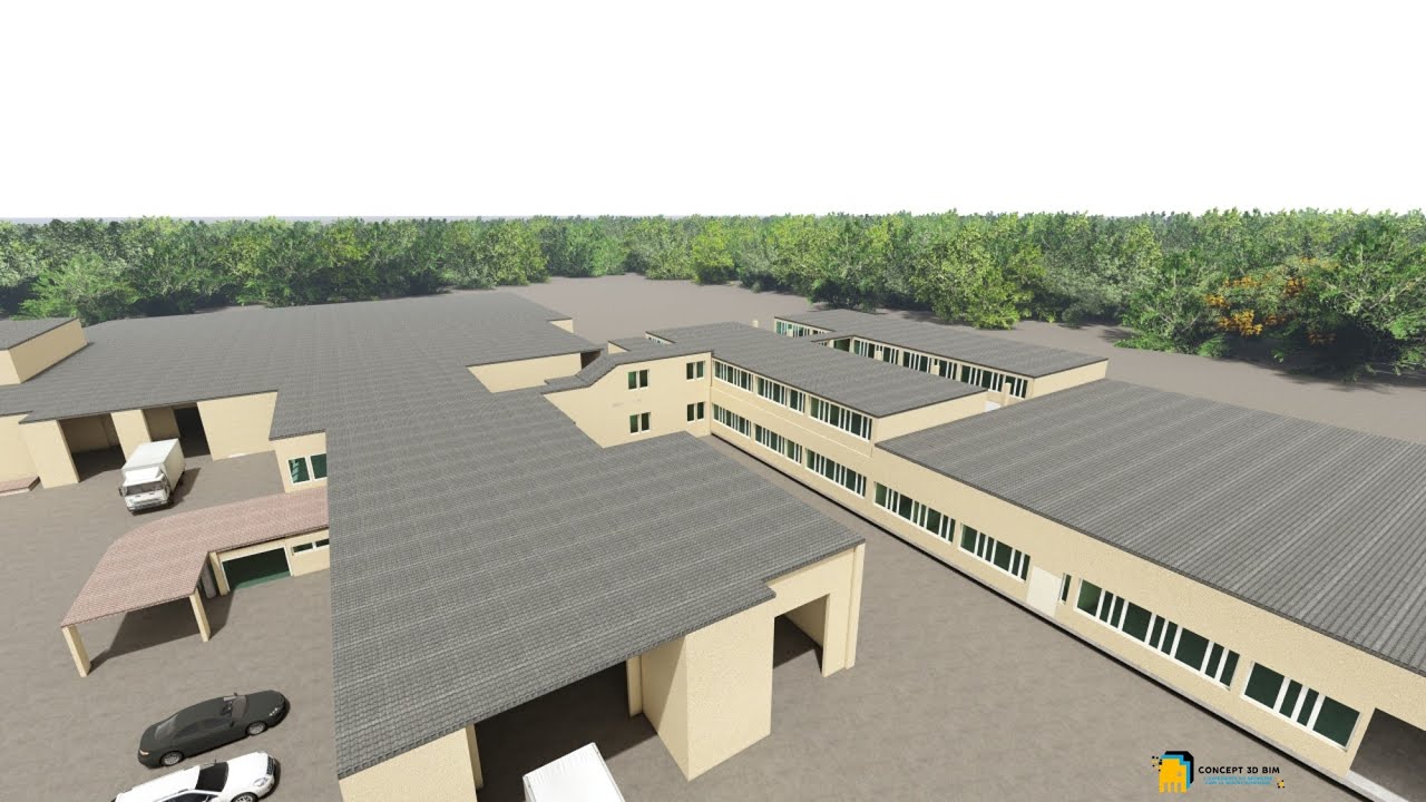 Maquette 3D BIM d’une usine de 14000m²