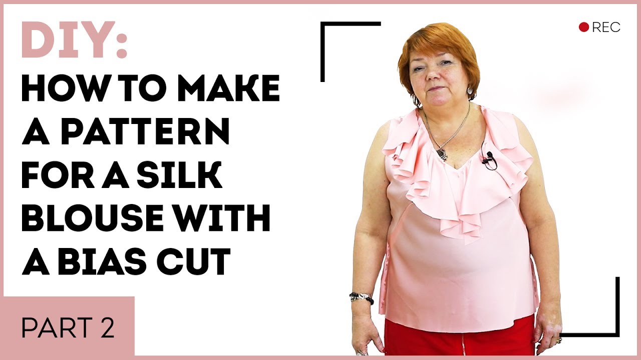 DIY: How to make a silk blouse with bias cut. Making ruffle for a silk top. Part 2. Sewing tutorial.