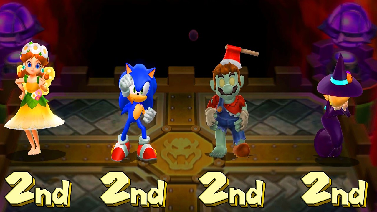 Mario Party 9 Boss Rush Challenge - Daisy vs Sonic vs Mario vs Rosalina ( Master Difficulty )