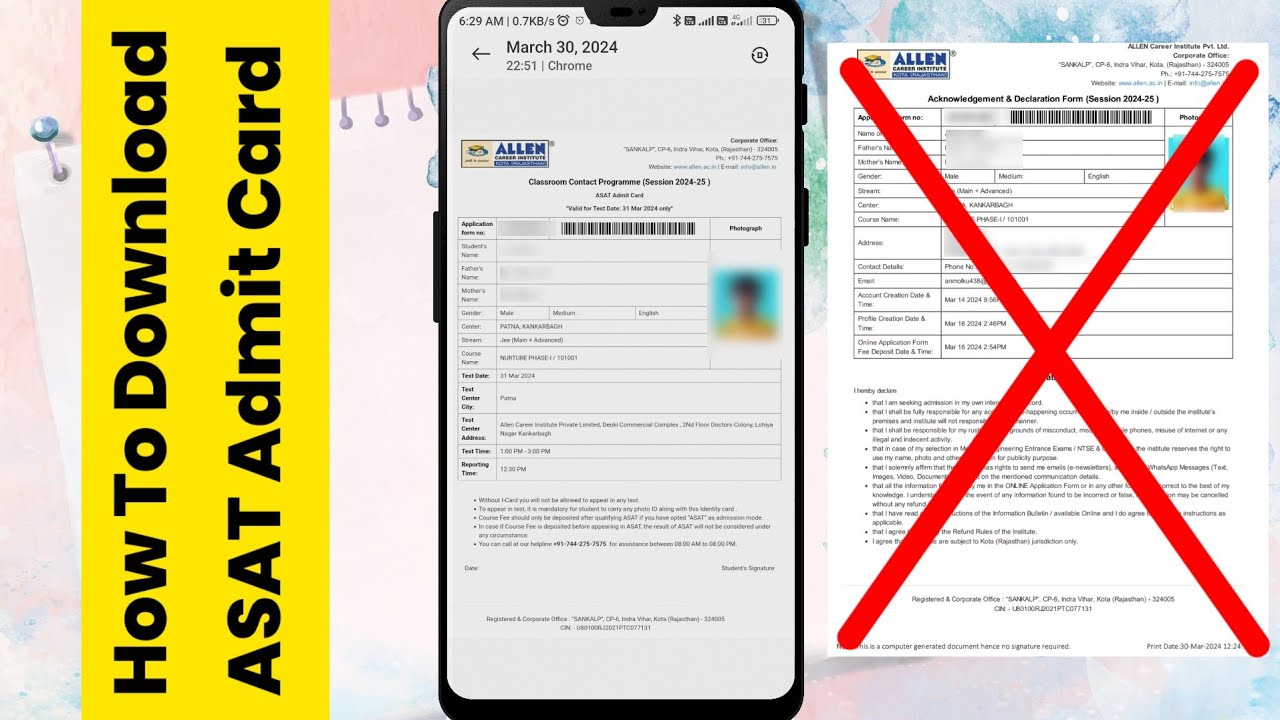 How To Download ASAT Admit Card | Allen Scholarship Test 2024-25 Admit Card Download Kaise Kare ⬆️