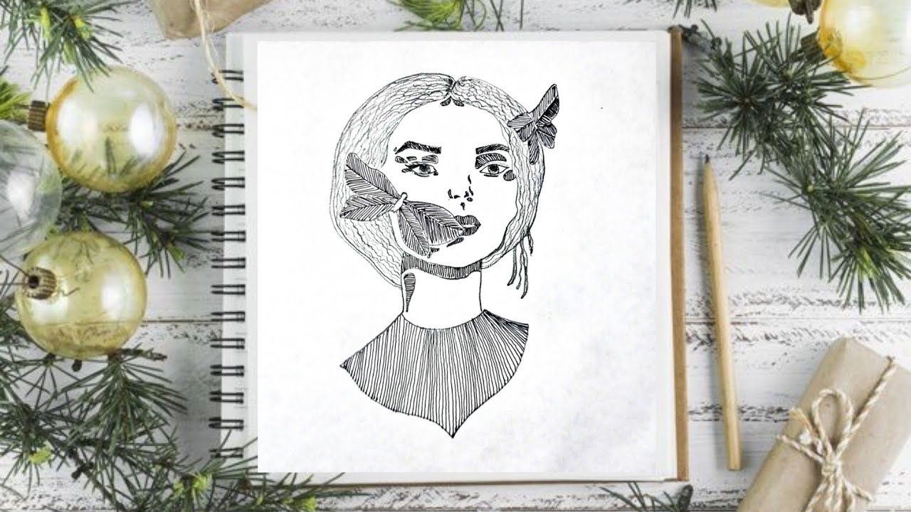 Girl Drawing || fineline Art || line art