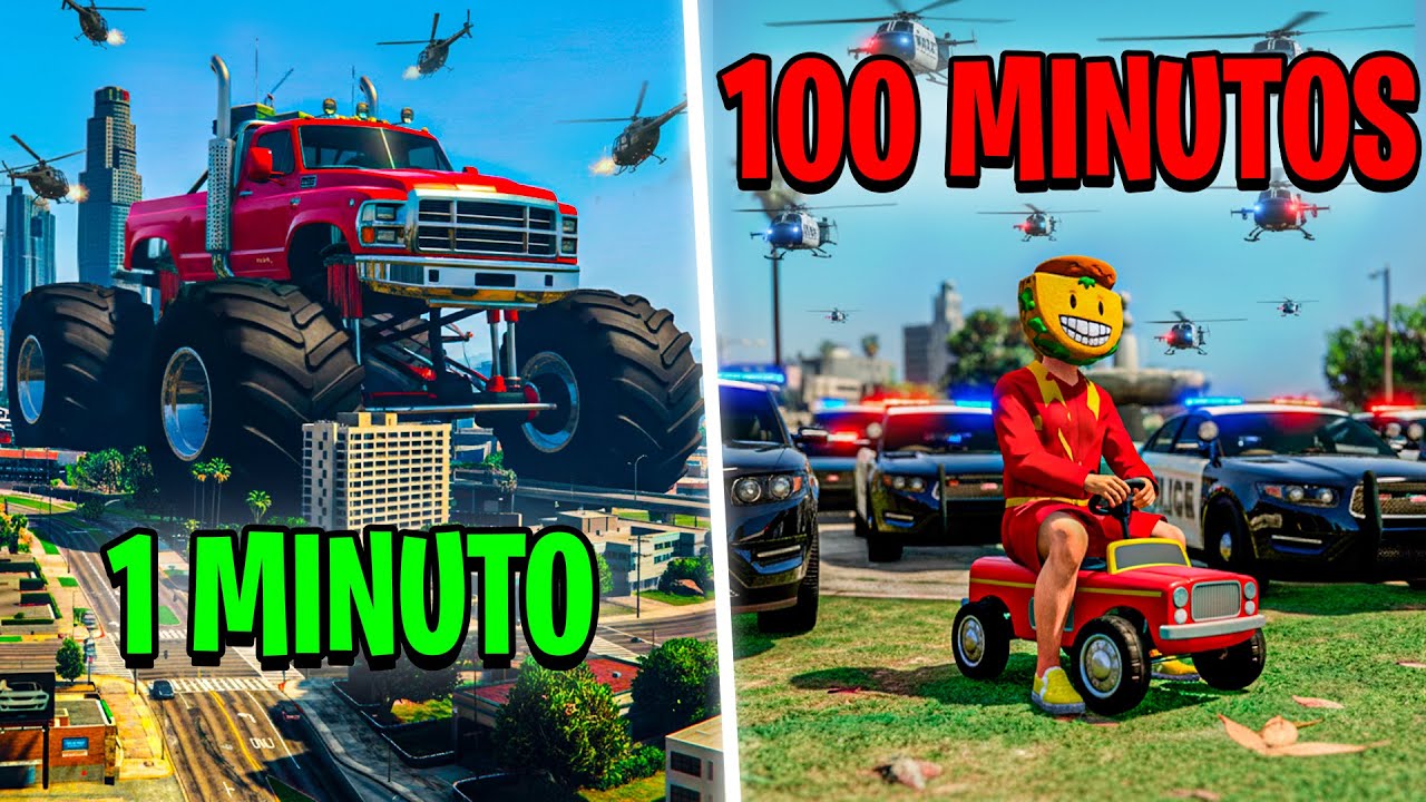 ESCAPANDO de la POLICÍA pero mi COCHE DISMINUYE de TAMAÑO cada MINUTO! - GTA 5 Online