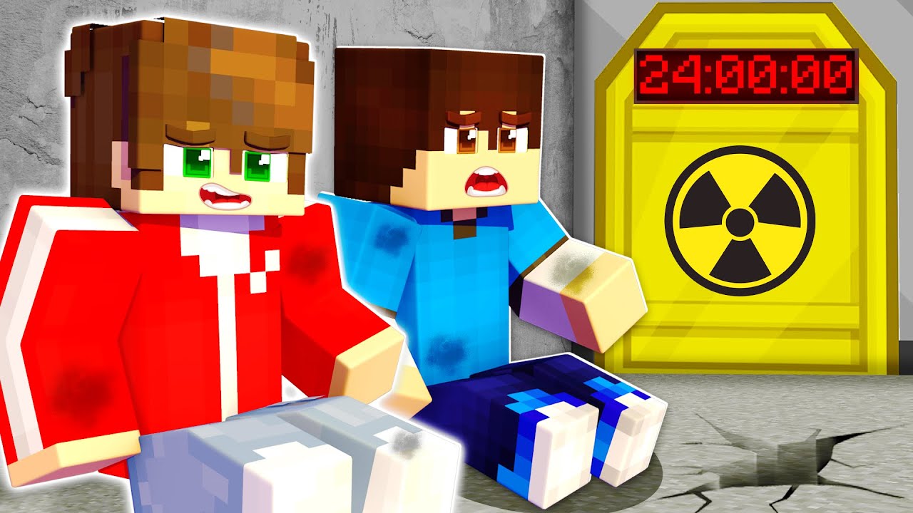 24 ΩΡΕΣ ΜΕΣΑ ΣΕ ΠΥΡΗΝΙΚΟ ΚΑΤΑΦΥΓΙΟ στο MINECRAFT;!