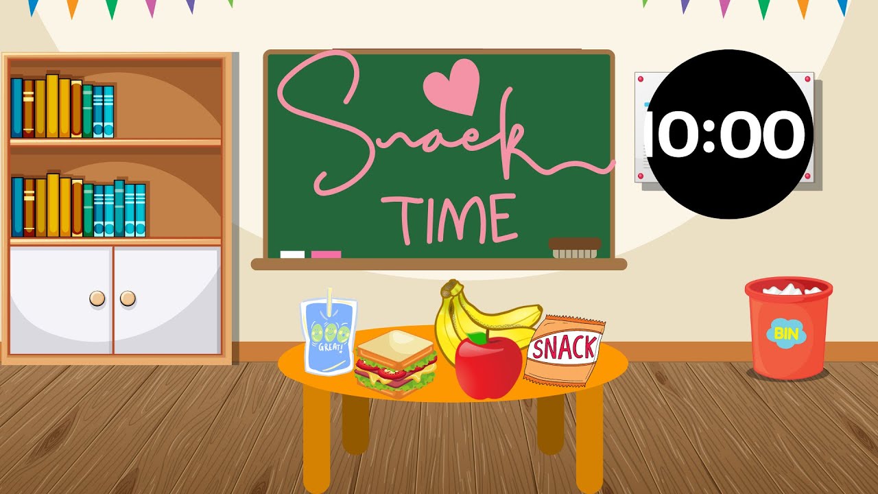 10 Minute Classroom Timer| 10 minute timer until Snack| Snack| 10 Minute Snack Timer with Music