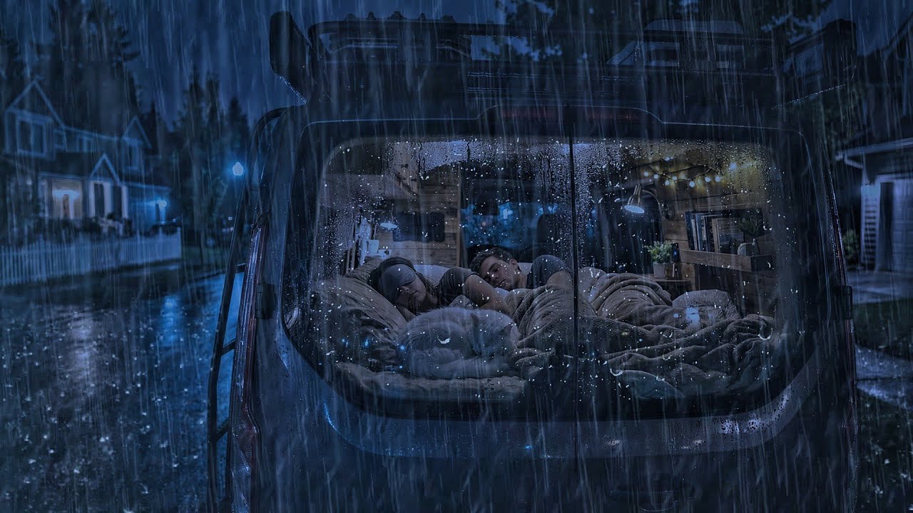 Fall Asleep Fast Tonight 🚗 Heavy Rain Sounds for Sleeping all Night, Rain Sounds in Car with Thunder