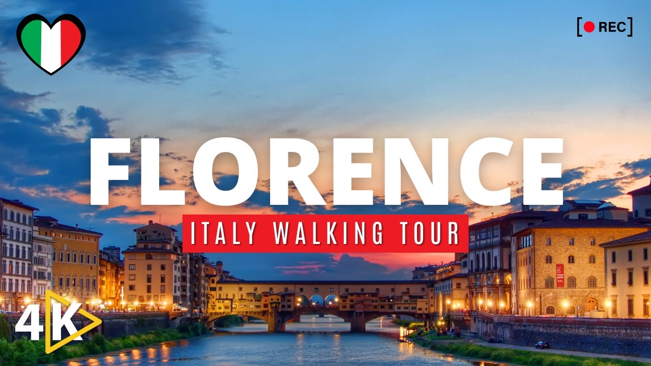 🇮🇹 Florence Walking Tour at Night (4K): Enchanting Stroll Through Tuscany, Italy