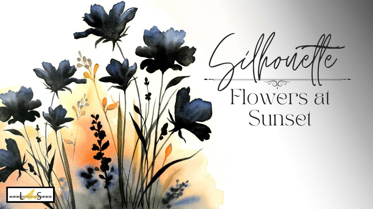 STRIKING!! 🤩 Sunset Silhouettes! Watercolor: Painting with Black...Easy and Stunning Wild Flowers!