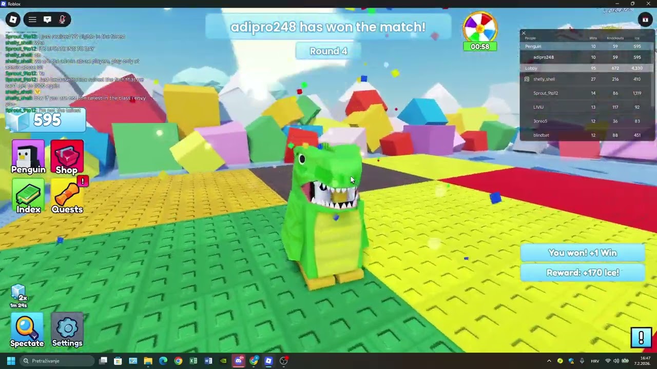 Playing roblox knockout