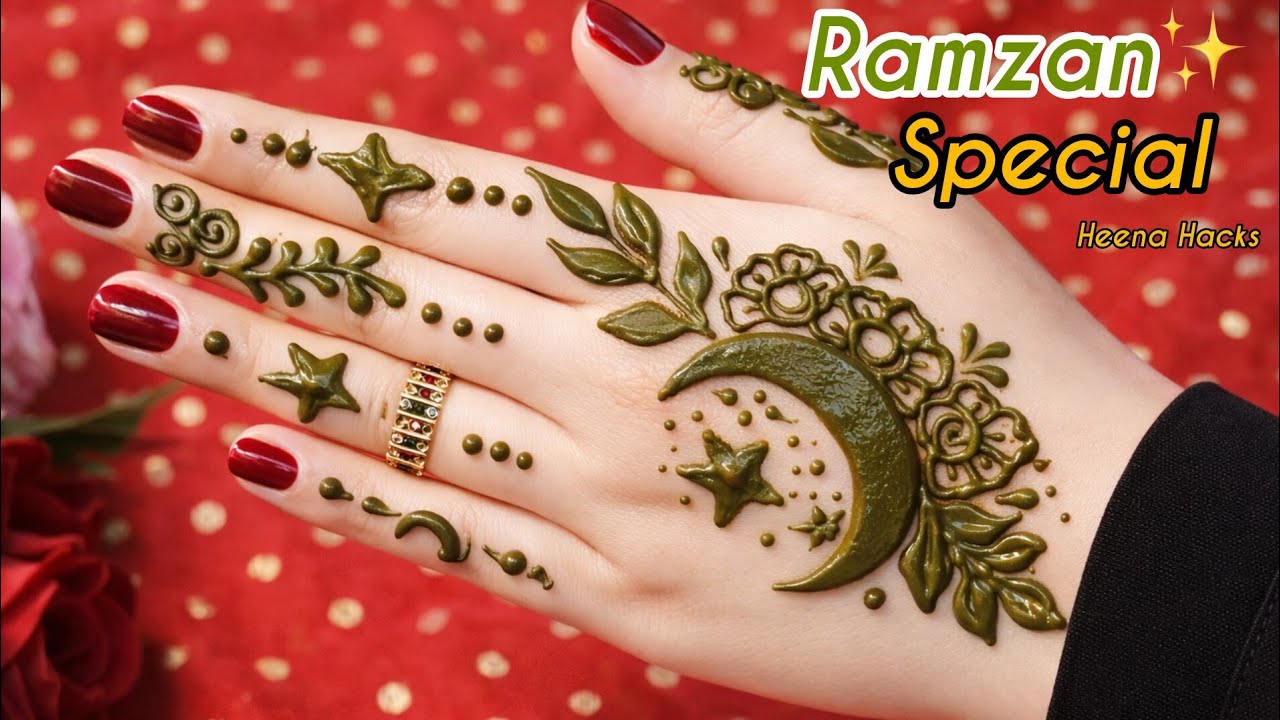 Ramzan Special Mehndi design 🌙 / Moon mehndi Design / Easy mehandi design / मेहंदी डिज़ाइन ट्रिक 😱