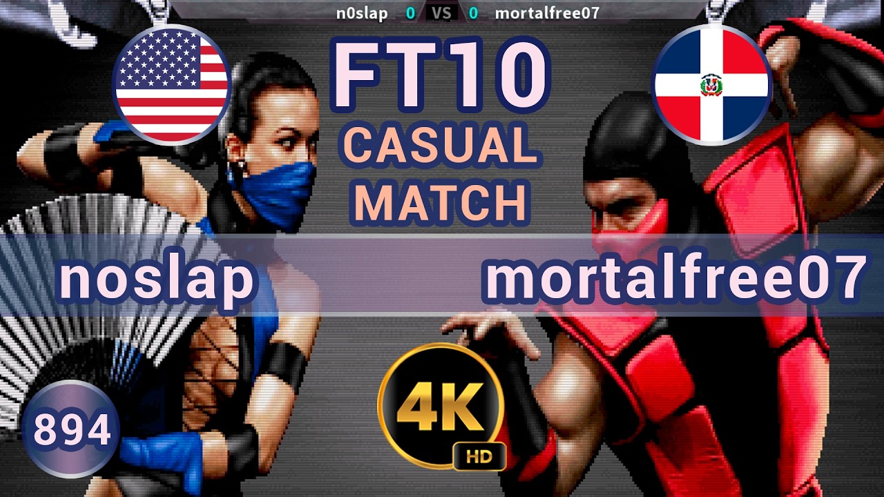 UMK3 - 🇺🇸 n0slap vs mortalfree07 🇩🇴 FT10 / 4K 60 FPS #umk3 #ultimatemortalkombat3 #t99h #fightcade