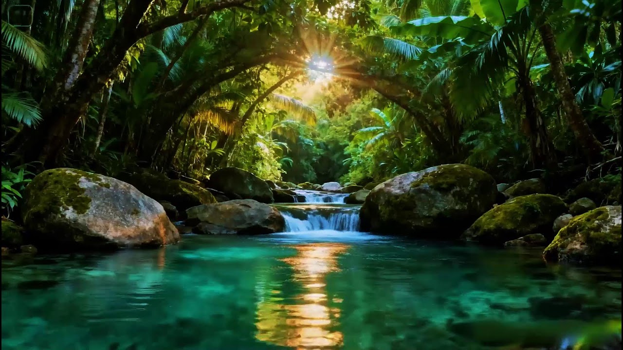 Deep Calm Forest Ambience | Slow River Flowing for Relaxation | Gentle Birds Chirping Ambience