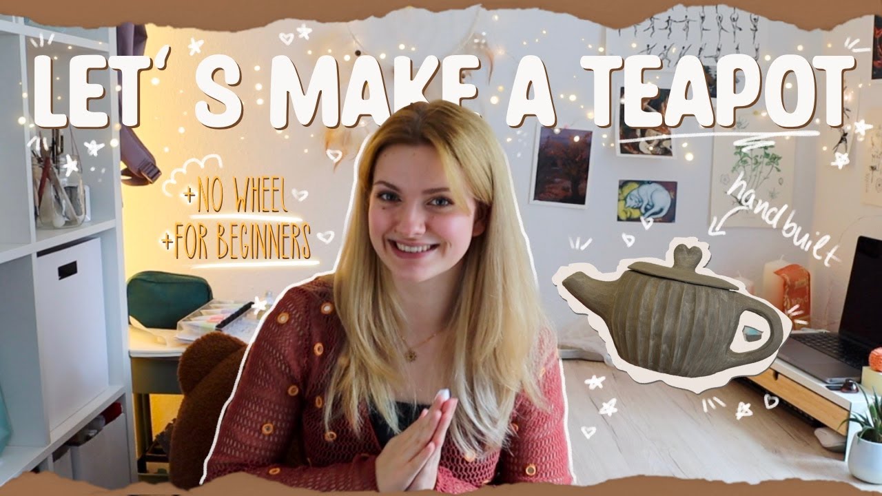 Cozy potter with me: handbuilding a teapot- no wheel, for beginners | Pottery Vlog