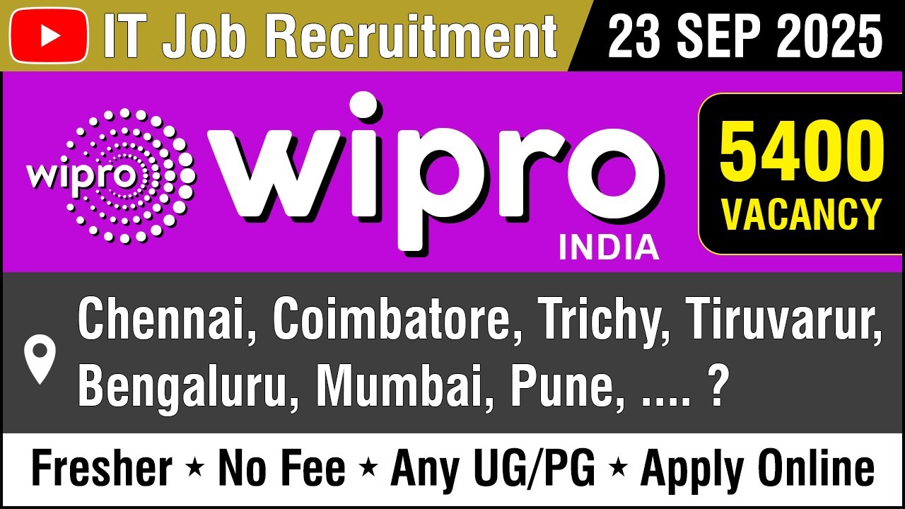 IT JOB | WIPRO | Chennai, Coimbatore Trichy Tiruvarur | 5400 Vacancy | 23 SEP 2025 | in Tamil