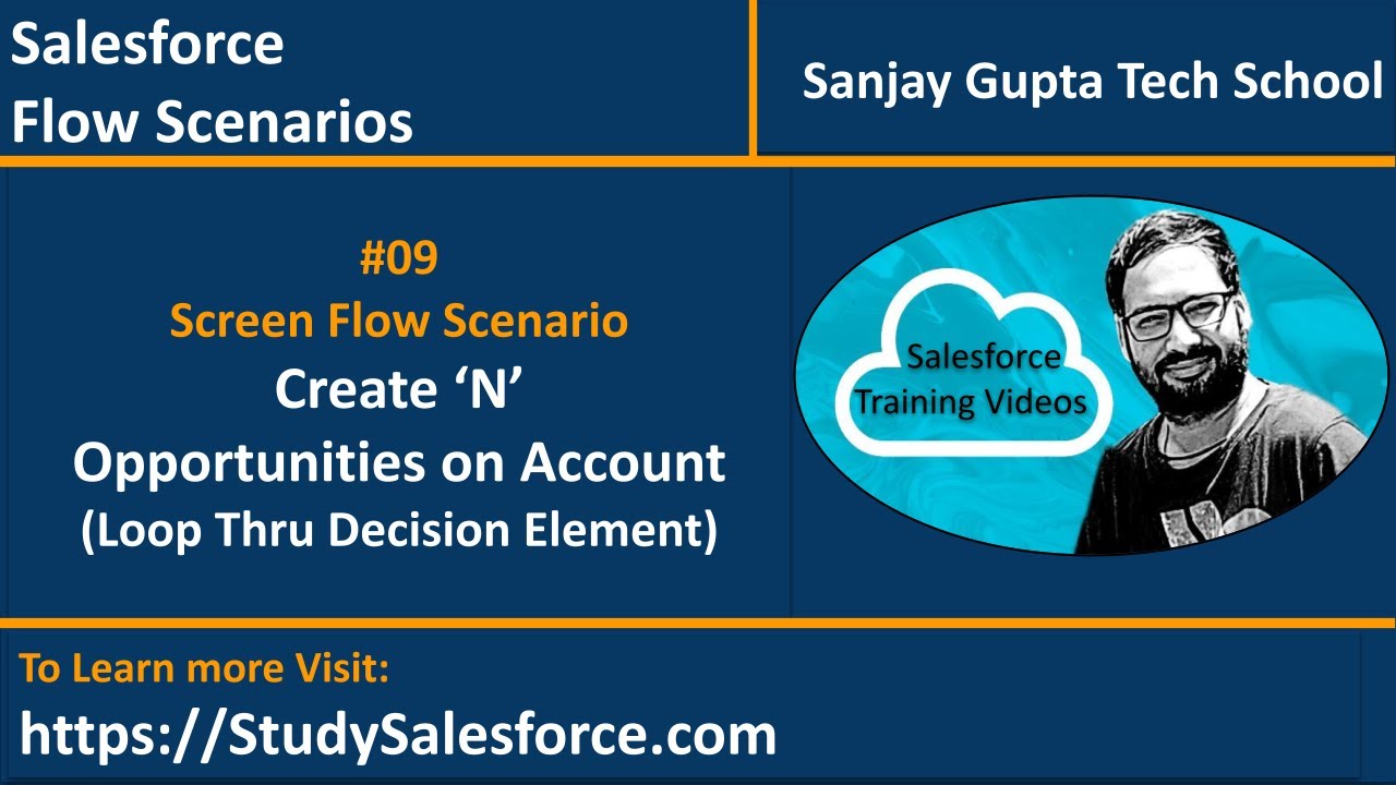 09 | Screen Flow Scenario - Create 'N' opportunities on Account | Loop through decision element