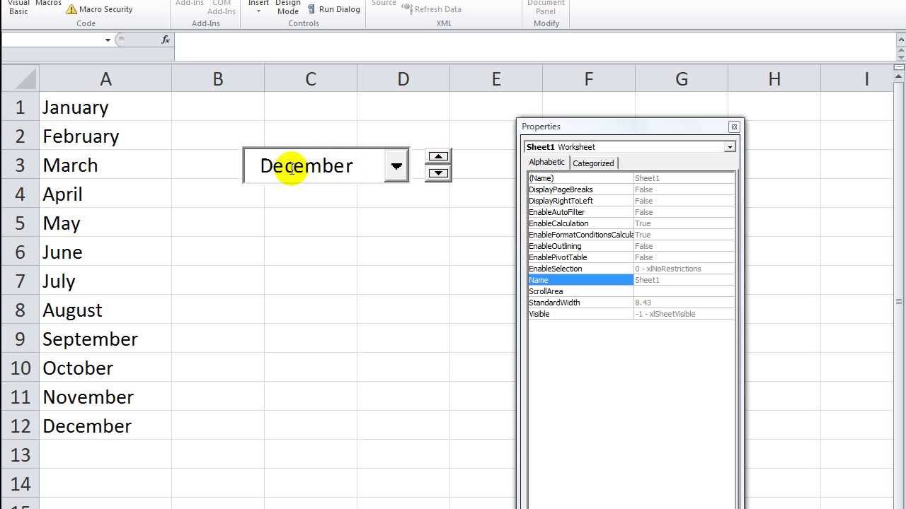 Excel VBA ActiveX 13  Spin Button to Go Up or Down the Combobox List