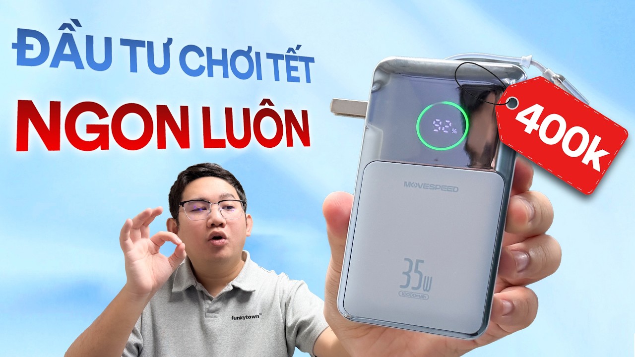 Đầu tư 400k vào em này chơi tết là NGON LUÔN: Pin dự phòng 3 trong 1 - Movespeed 35W 10000mAh